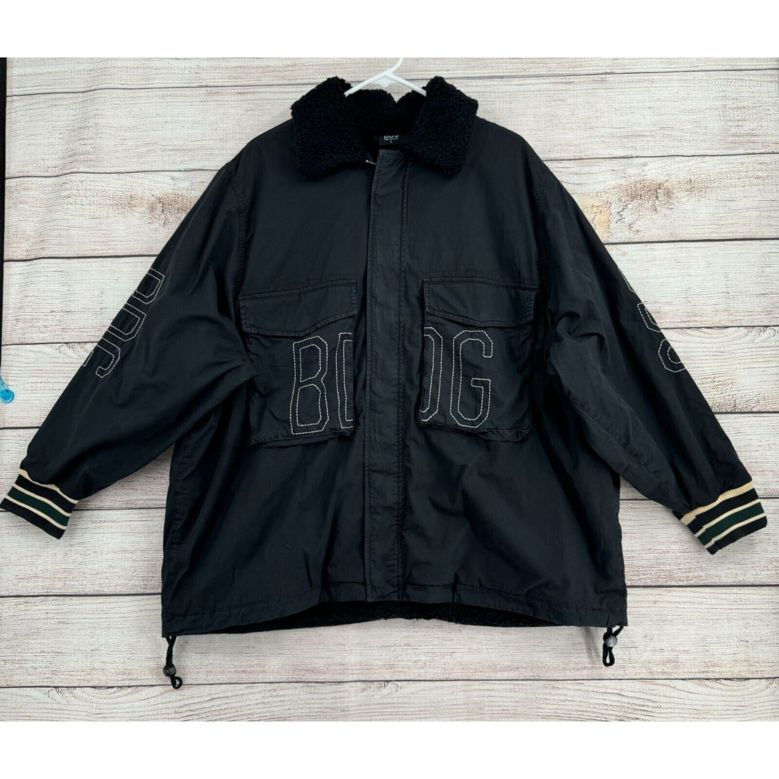Bdg Urban Outfitters Sherpa Lined Bomber Jacket Men's Size Large Black